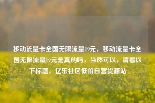 移动流量卡全国无限流量19元，移动流量卡全国无限流量19元是真的吗，当然可以，请看以下标题，亿乐社区低价自营货源站