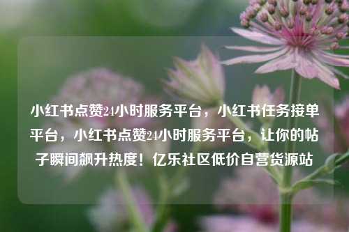 小红书点赞24小时服务平台	，小红书任务接单平台，小红书点赞24小时服务平台，让你的帖子瞬间飙升热度！亿乐社区低价自营货源站  第1张